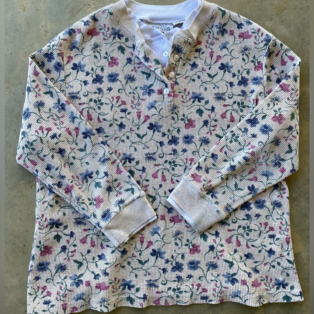 Vintage Cottagecore Double Collard Floral Shirt
